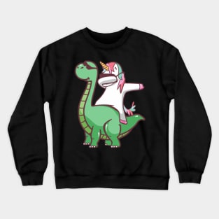 Dabbing Unicorn and Dinosaur Crewneck Sweatshirt